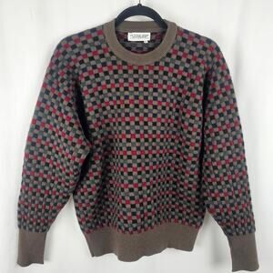 TUTTLE GOLF Scottish Cashmere Checkered Sweater 90s Womens XL Luxury heritage